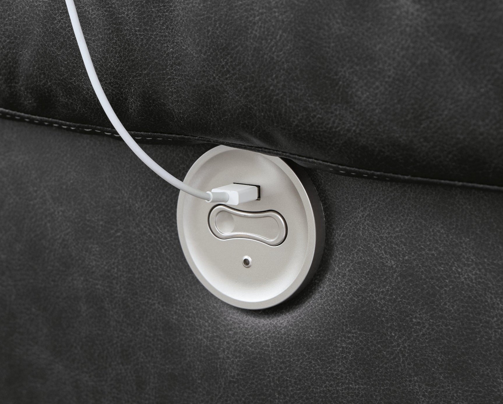 Axtellton Carbon Faux Leather Power Reclining Loveseat With Console