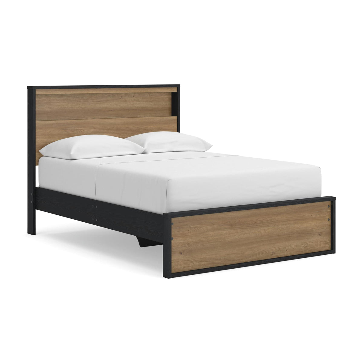 Kozmour Black/Brown Full Bookcase Complete Bed Frame — angled view
