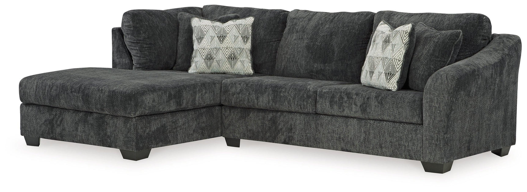 Biddeford Ebony Velvet 2-Piece Sleeper Sectional With Chaise