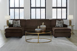 Kimlee Chocolate Velvet 3-Piece Sectional with Double Chaise