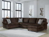 Kimlee Chocolate Velvet 3-Piece Sectional with Chaise