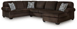 Kimlee Chocolate Velvet 3-Piece Sectional with Chaise