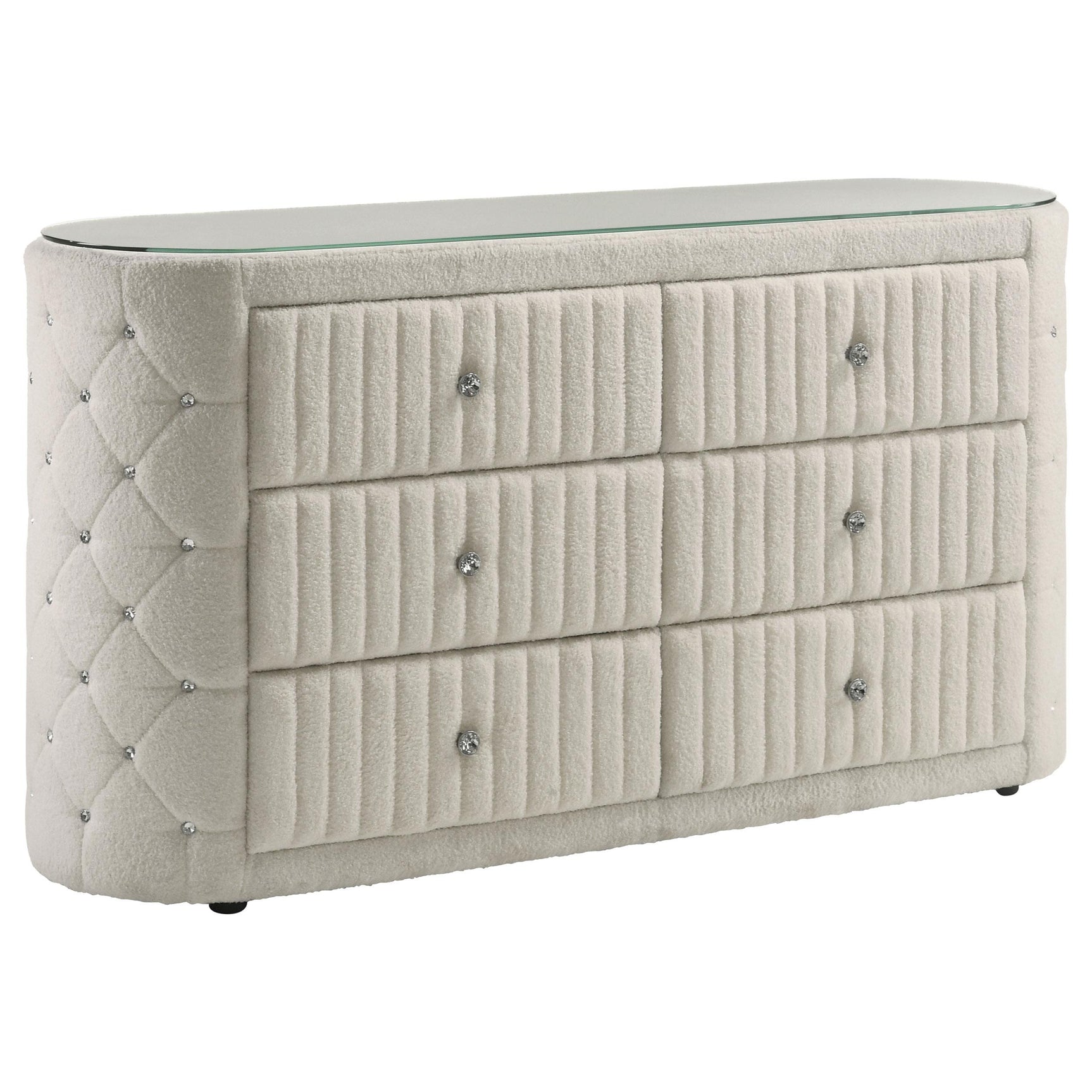 Sonya 6-drawer Upholstered Bedroom Dresser Ivory