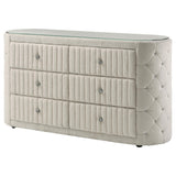 Sonya 6-drawer Upholstered Bedroom Dresser Ivory