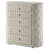 Sonya 5-drawer Upholstered Bedroom Chest of Drawers Ivory