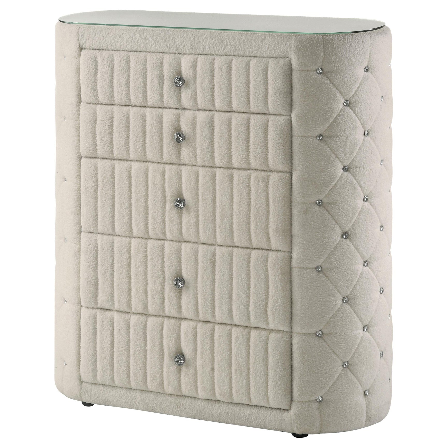 Sonya 5-drawer Upholstered Bedroom Chest of Drawers Ivory