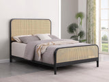 Lanewood Polyethylene Pe Rattan Upholstered Metal King Bed Black