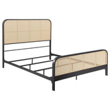 Lanewood Polyethylene Pe Rattan Upholstered Metal King Bed Black