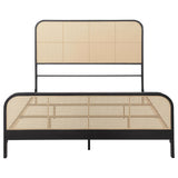Lanewood Polyethylene Pe Rattan Upholstered Metal King Bed Black