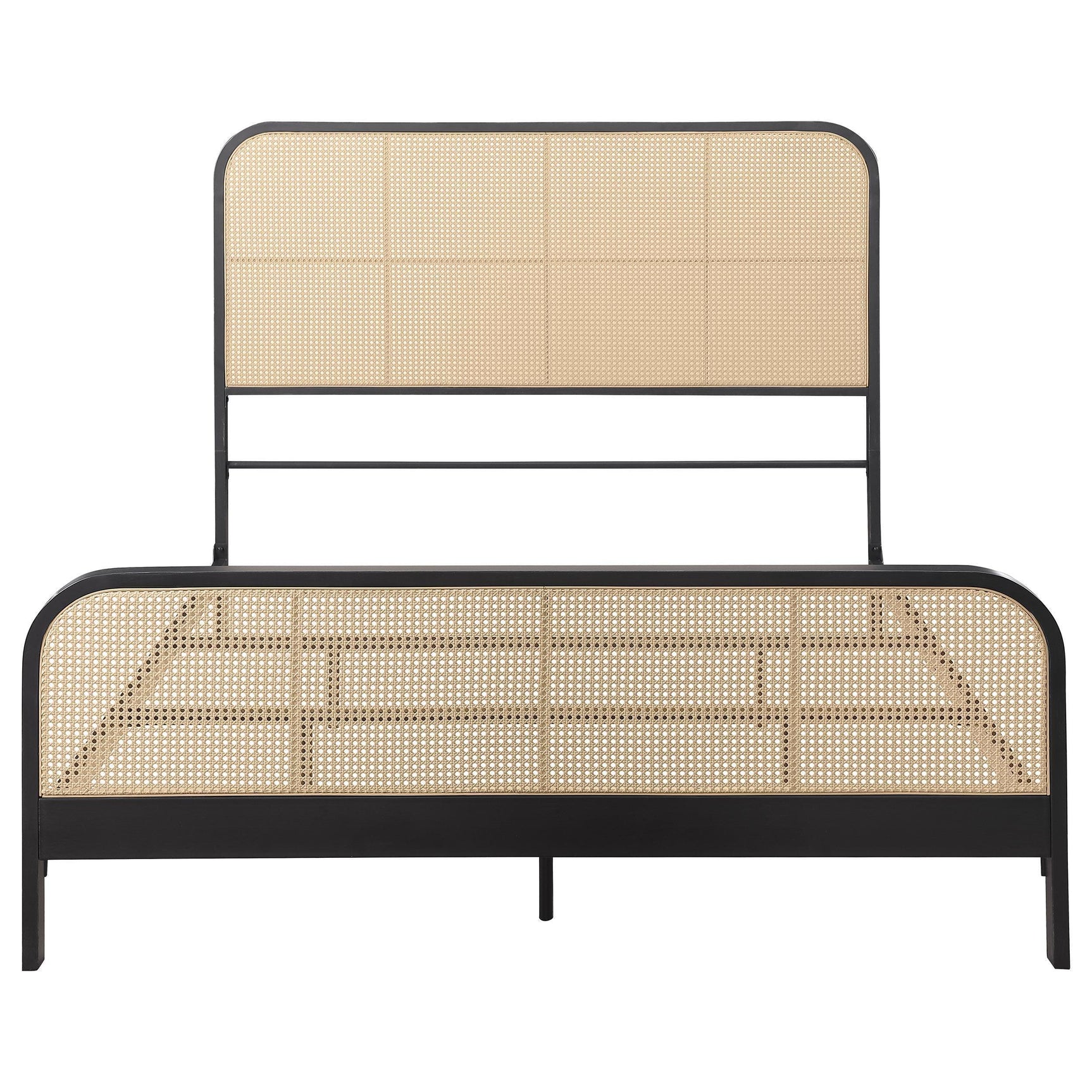 Lanewood Polyethylene Pe Rattan Upholstered Metal King Bed Black