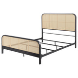 Lanewood Polyethylene Pe Rattan Upholstered Metal King Bed Black