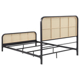 Lanewood Polyethylene Pe Rattan Upholstered Metal King Bed Black