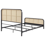 Lanewood Polyethylene Pe Rattan Upholstered Metal King Bed Black