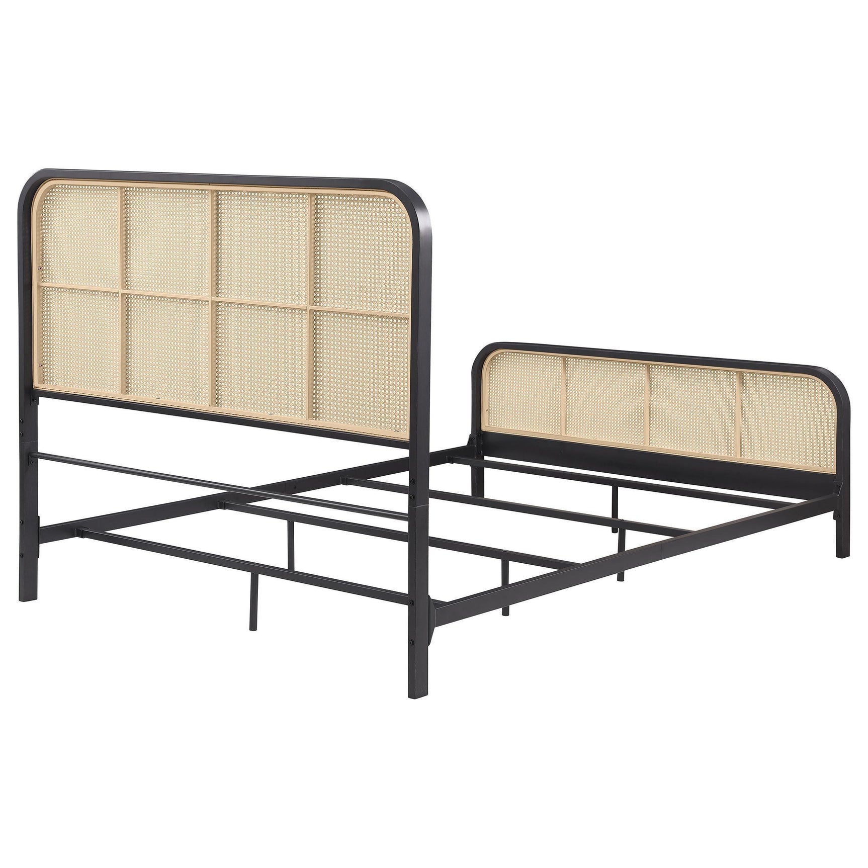 Lanewood Polyethylene Pe Rattan Upholstered Metal King Bed Black