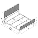 Lanewood Polyethylene Pe Rattan Upholstered Metal King Bed Black
