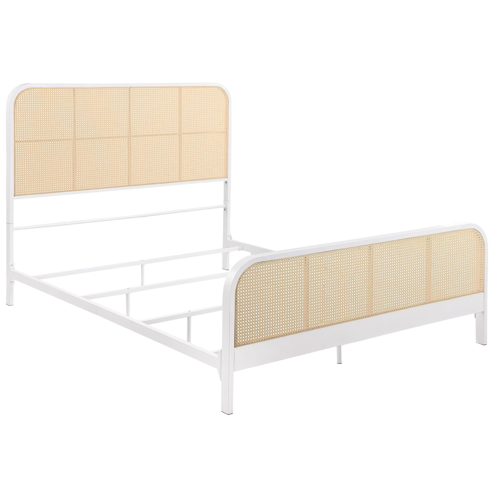 Lanewood Polyethylene Pe Rattan Upholstered Metal King Bed White