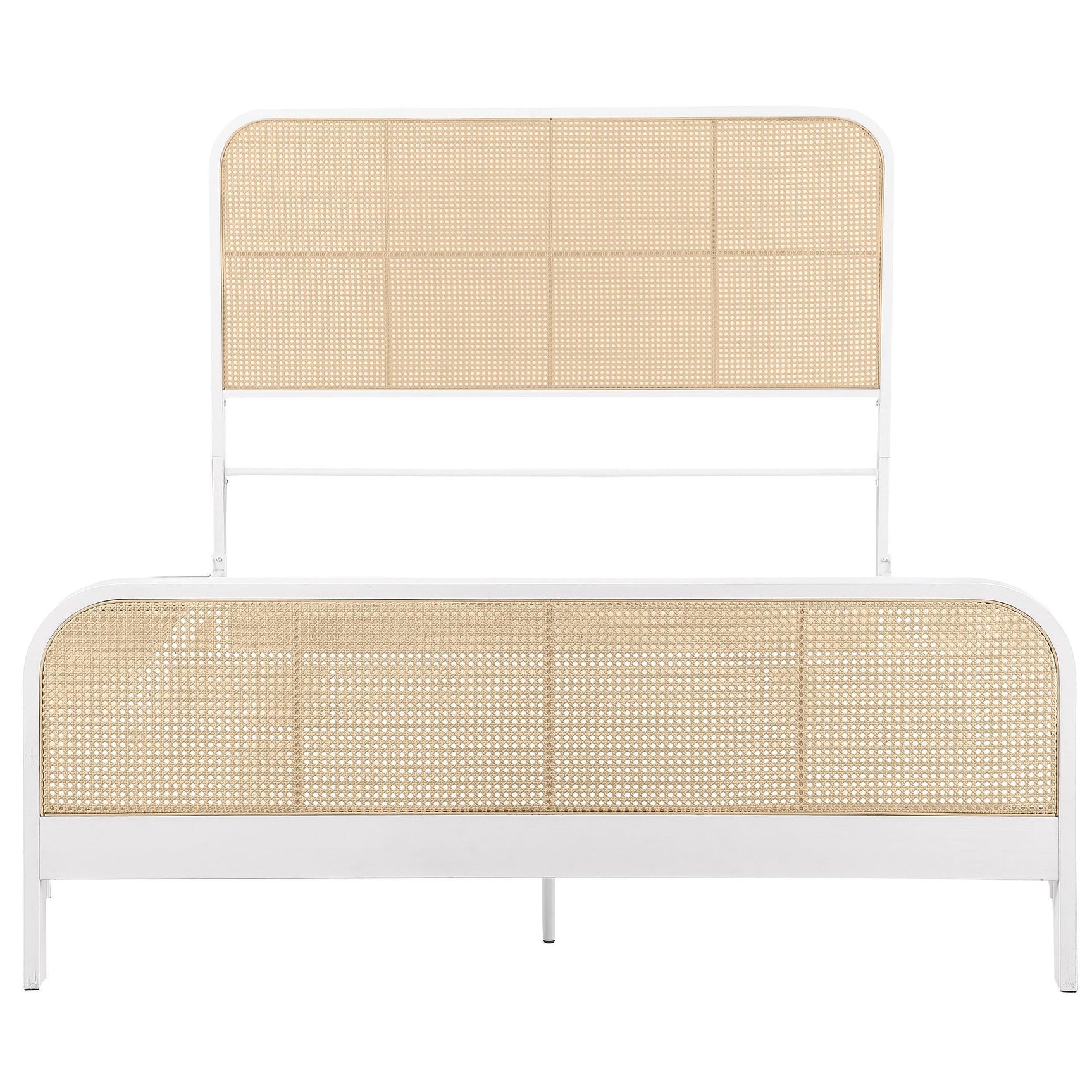 Lanewood Polyethylene Pe Rattan Upholstered Metal King Bed White