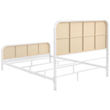 Lanewood Polyethylene Pe Rattan Upholstered Metal Queen Bed White