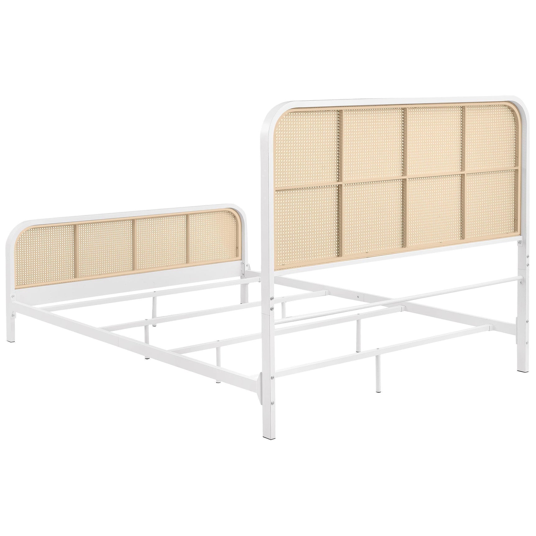 Lanewood Polyethylene Pe Rattan Upholstered Metal Queen Bed White