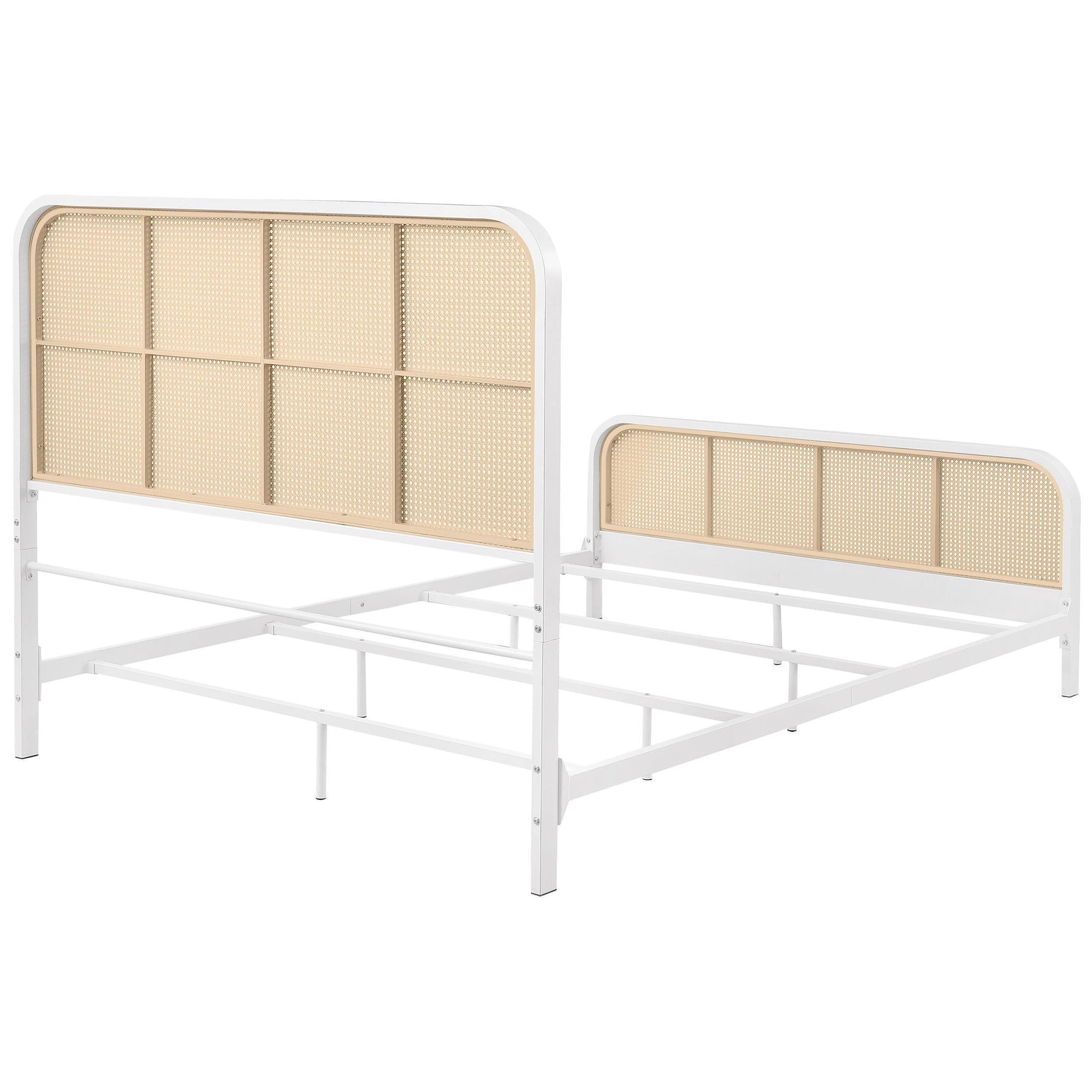 Lanewood Polyethylene Pe Rattan Upholstered Metal Queen Bed White