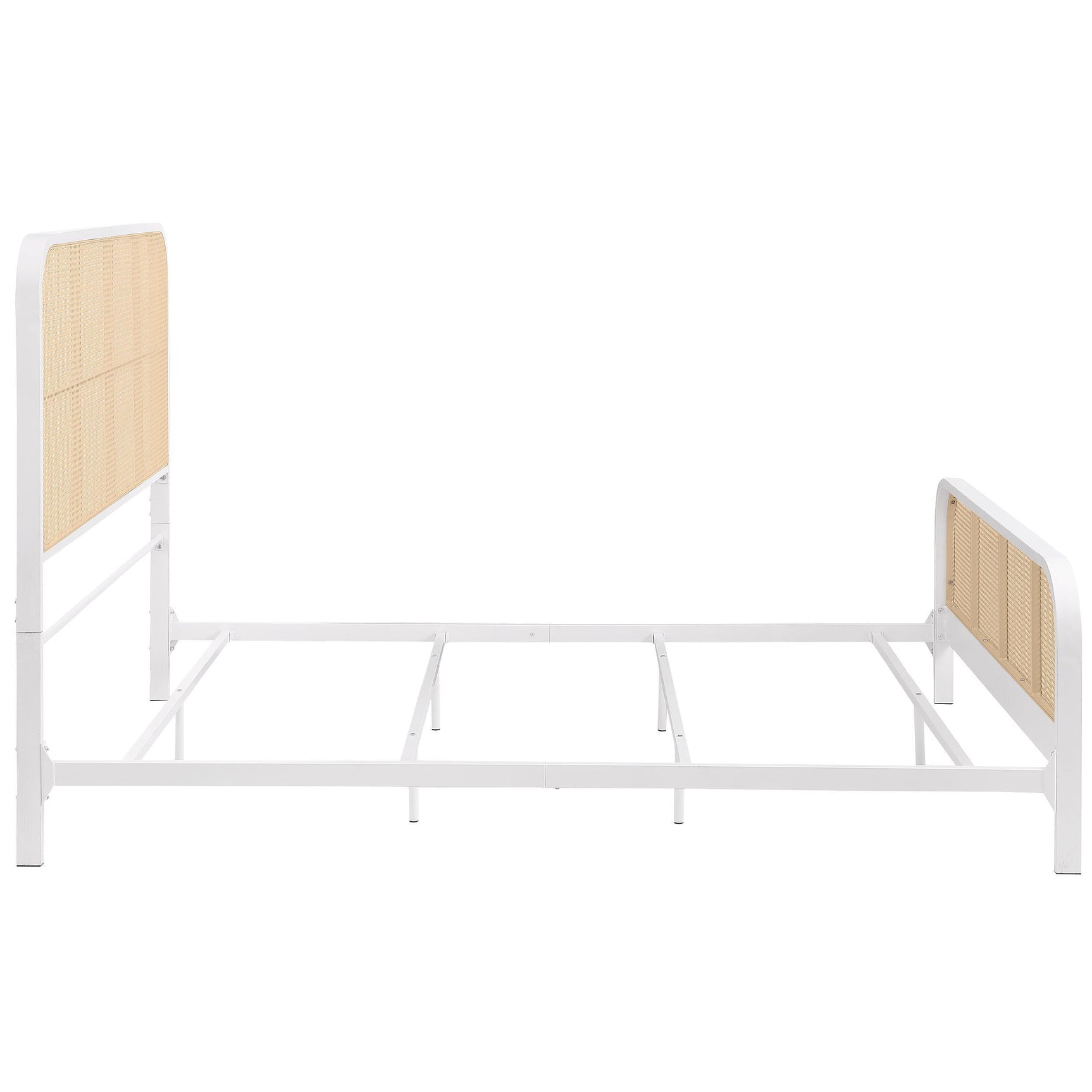 Lanewood Polyethylene Pe Rattan Upholstered Metal Queen Bed White