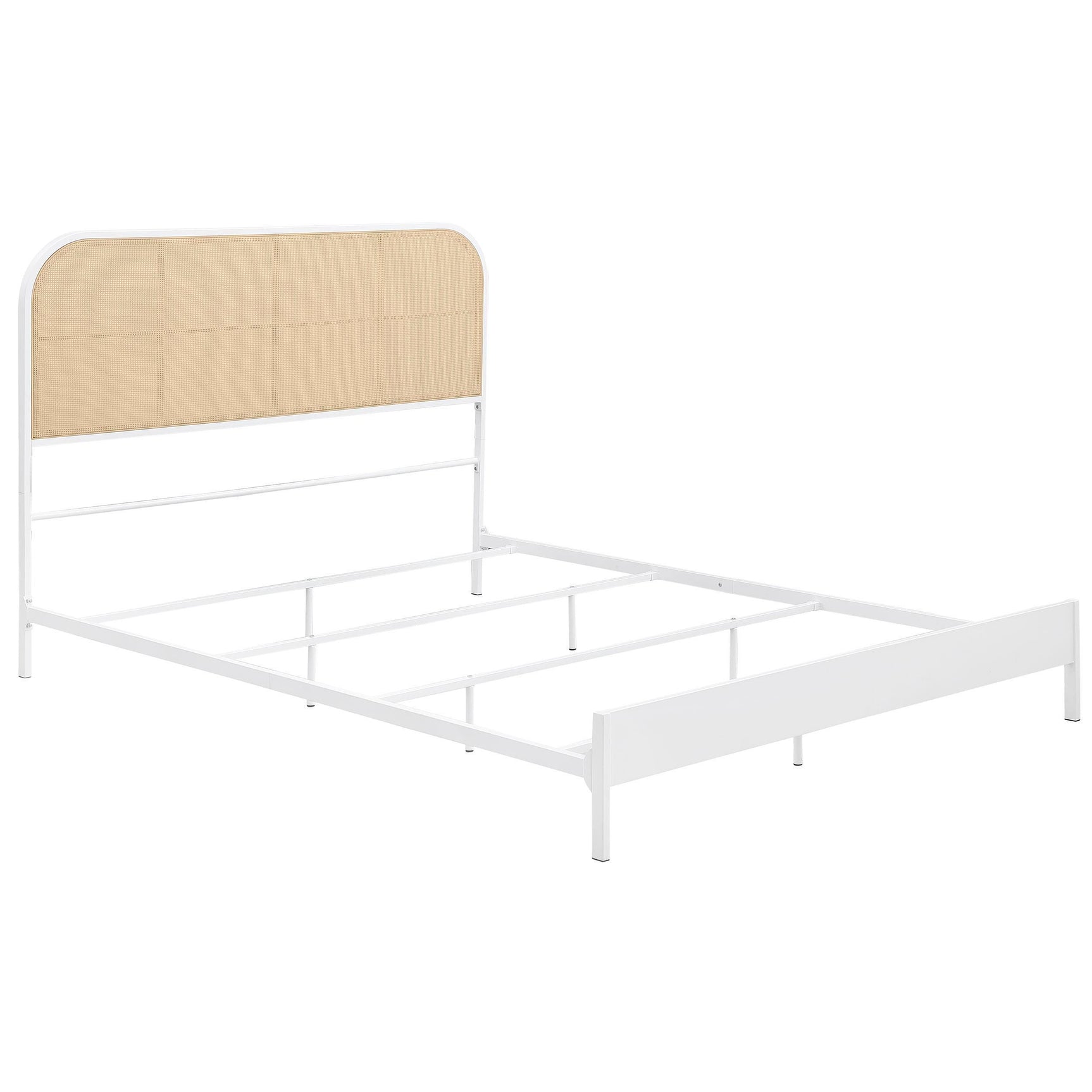 Amherst Radio Weave Rattan Metal King Bed White