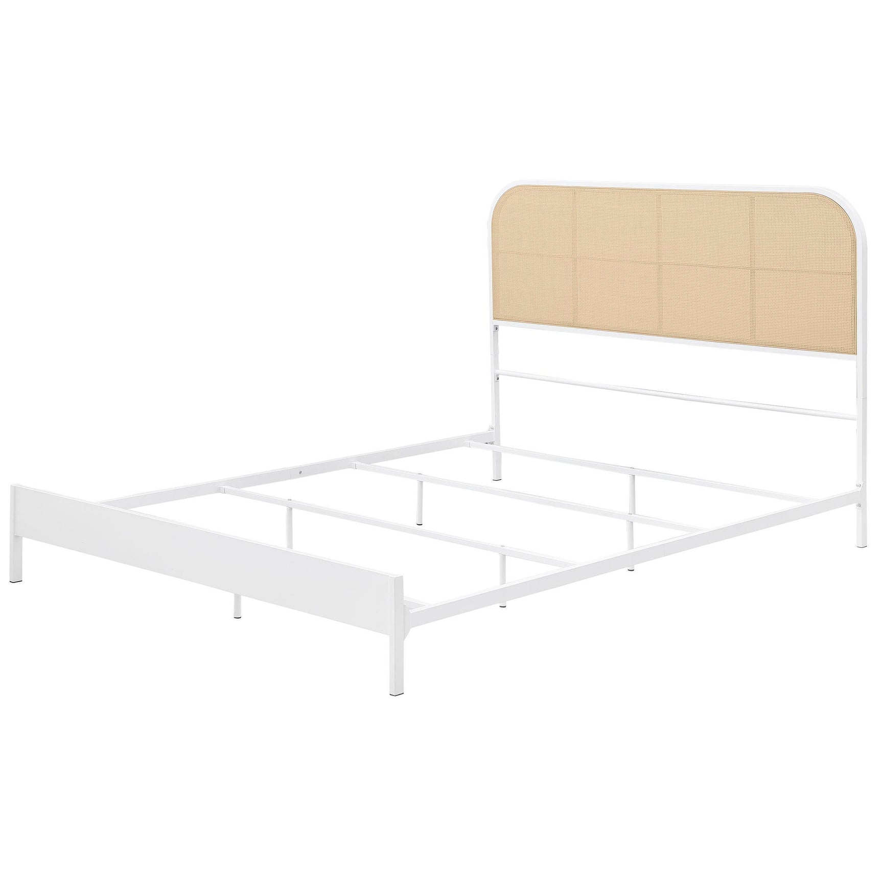 Amherst Radio Weave Rattan Metal King Bed White