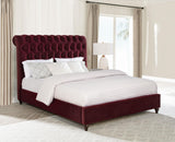 Devon 57-inch Upholstered King Panel Bed Wine Red