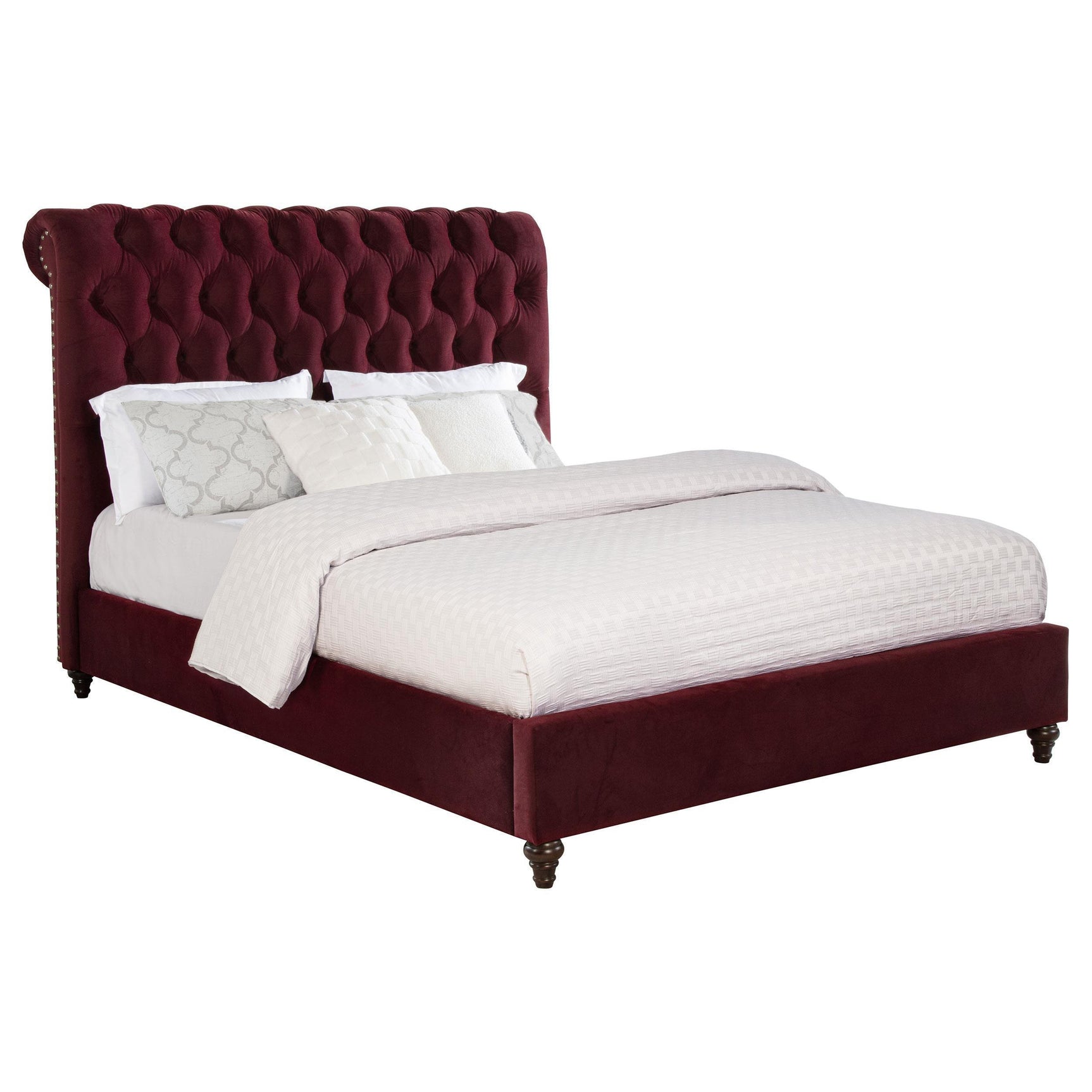 Devon 57-inch Upholstered King Panel Bed Wine Red