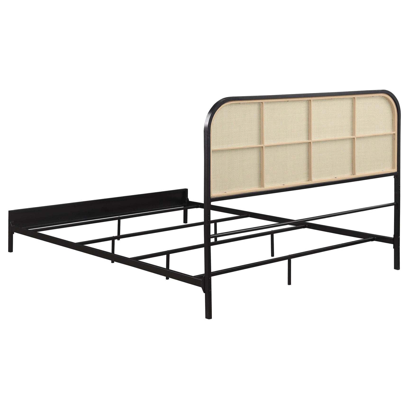 Amherst Radio Weave Rattan Metal Queen Bed Black