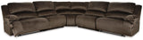 Clonmel Chocolate Velvet 5-Piece Reclining Sectional