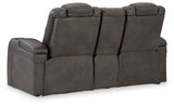 Fyne-dyme Shadow Faux Leather Power Reclining Loveseat With Console