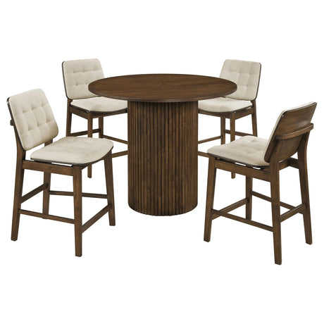 Hamlyn 5-Piece Round Wood Counter Height Dining Set Cream and Walnut — product image 2