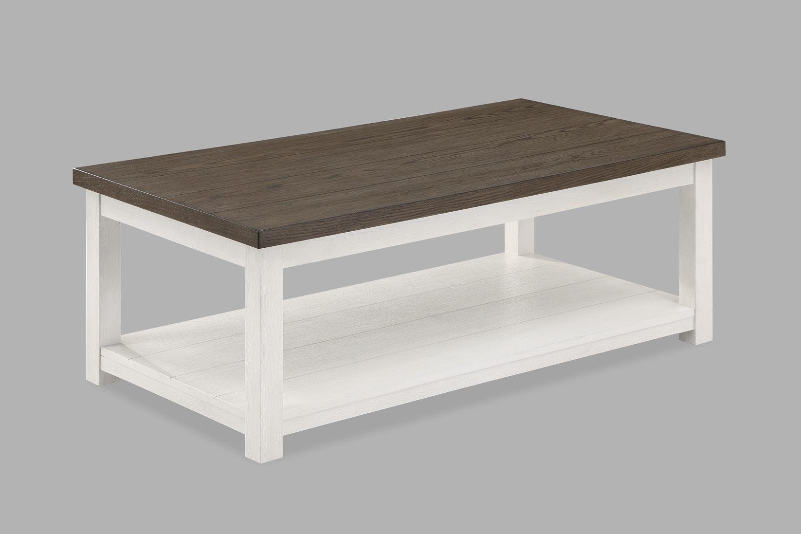 Dakota Modern Chalk Brown/White 3-Piece Coffee Table Set, Contemporary Style, Wood And MDF - Ella Furniture