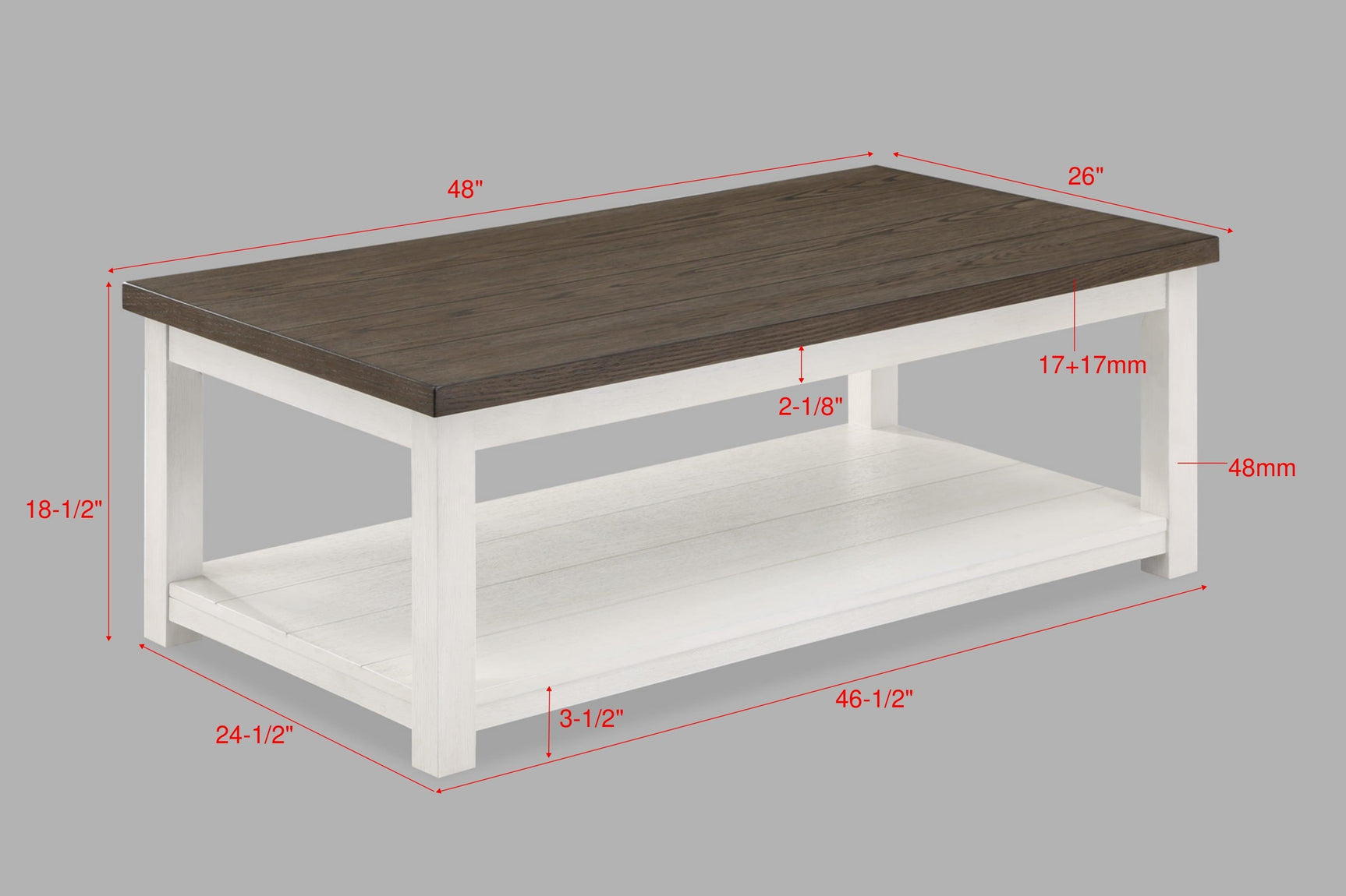 Dakota Modern Chalk Brown/White 3-Piece Coffee Table Set, Contemporary Style, Wood And MDF - Ella Furniture