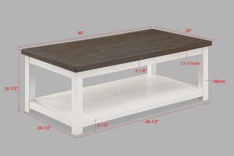 Dakota Modern Chalk Brown/White 3-Piece Coffee Table Set, Contemporary Style, Wood And MDF - Ella Furniture