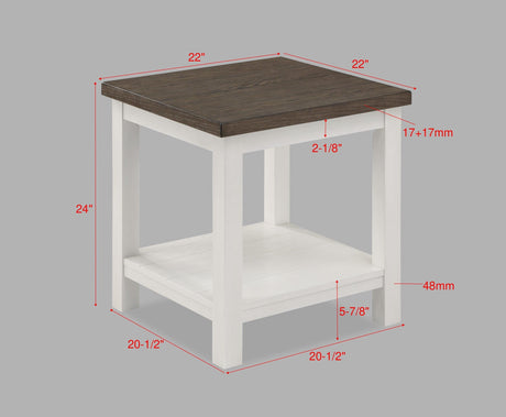 Dakota Modern Chalk Brown/White 3-Piece Coffee Table Set, Contemporary Style, Wood And MDF - Ella Furniture