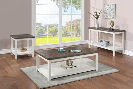 Dakota Modern Chalk Brown/White 3-Piece Coffee Table Set, Contemporary Style, Wood And MDF - Ella Furniture