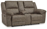 Laresview Fossil Faux Leather Reclining Loveseat with Console