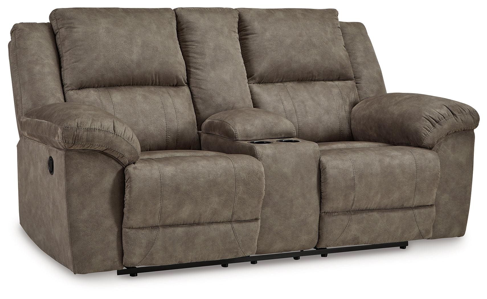 Laresview Fossil Faux Leather Reclining Loveseat with Console