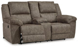 Laresview Fossil Faux Leather Reclining Loveseat with Console