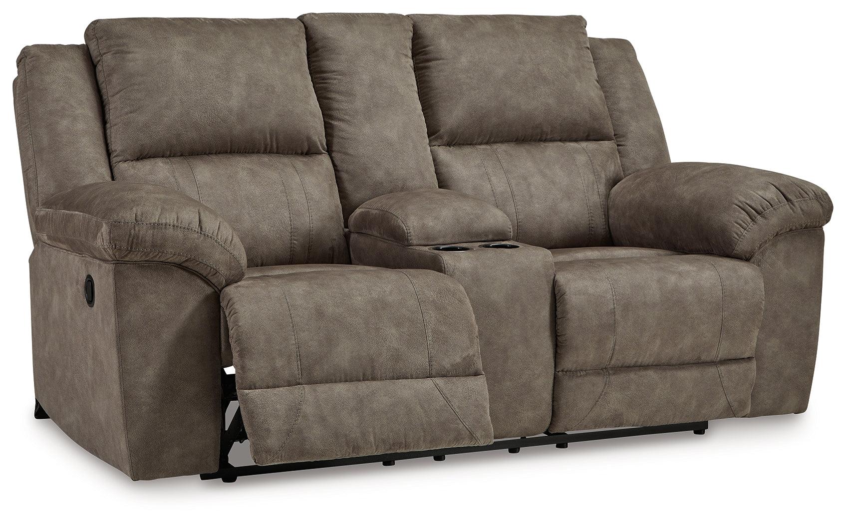 Laresview Fossil Faux Leather Reclining Loveseat with Console