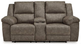 Laresview Fossil Faux Leather Reclining Loveseat with Console