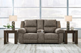Laresview Fossil Faux Leather Reclining Loveseat with Console