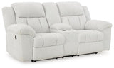 Frohn Snow Chenille Reclining Loveseat with Console