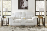 Frohn Snow Chenille Reclining Loveseat with Console