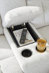 Frohn Snow Chenille Reclining Loveseat with Console