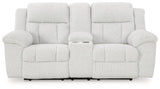 Frohn Snow Chenille Reclining Loveseat with Console