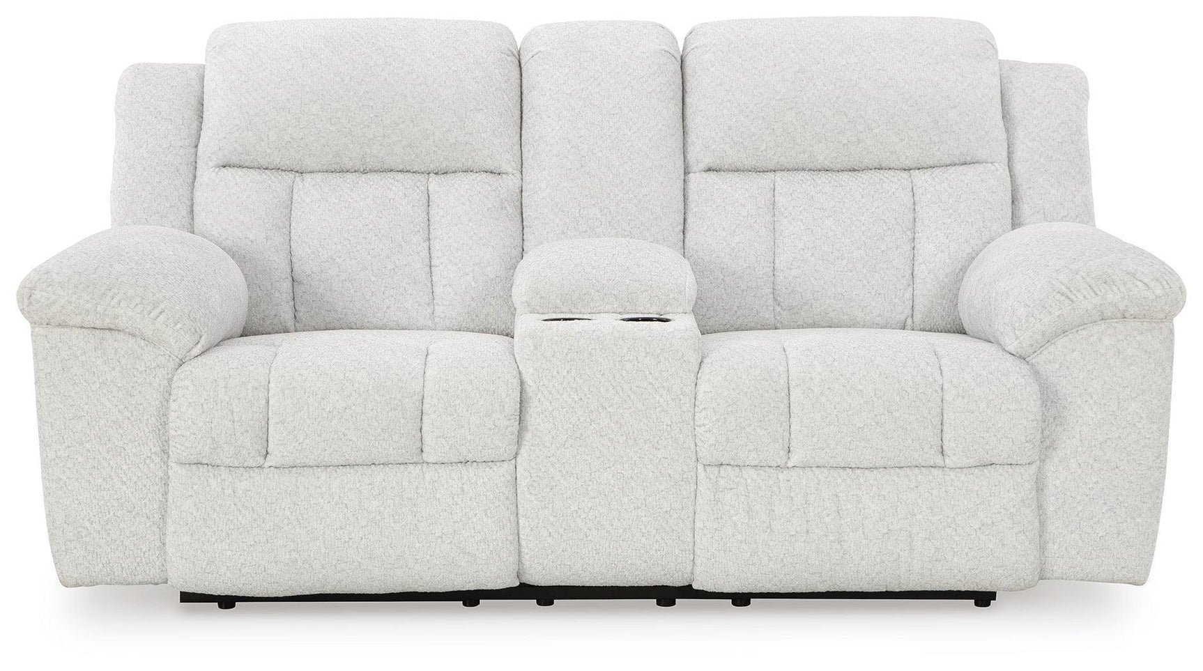 Frohn Snow Chenille Reclining Loveseat with Console