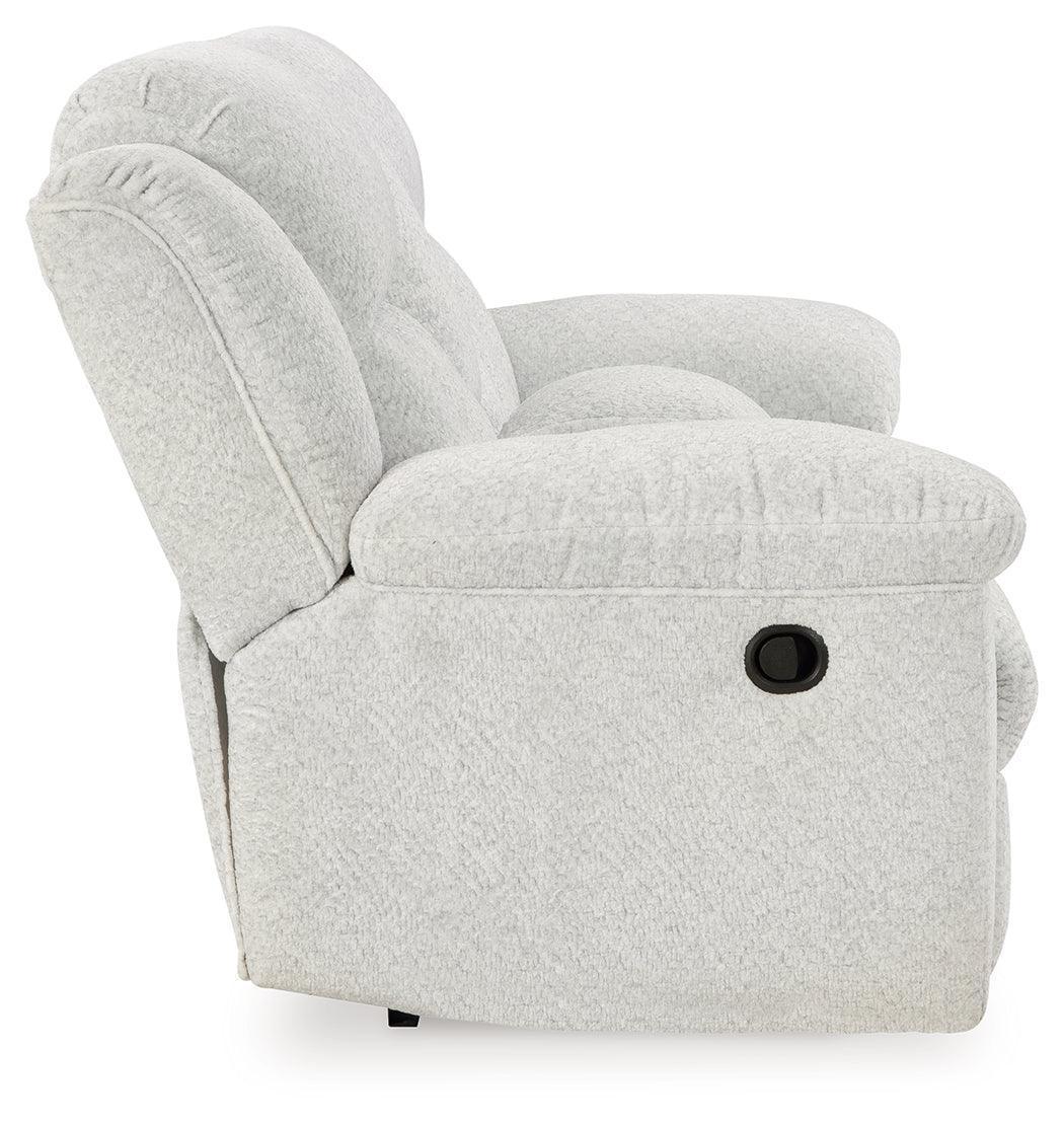 Frohn Snow Chenille Reclining Loveseat with Console